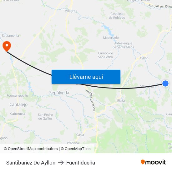Santibañez De Ayllón to Fuentidueña map