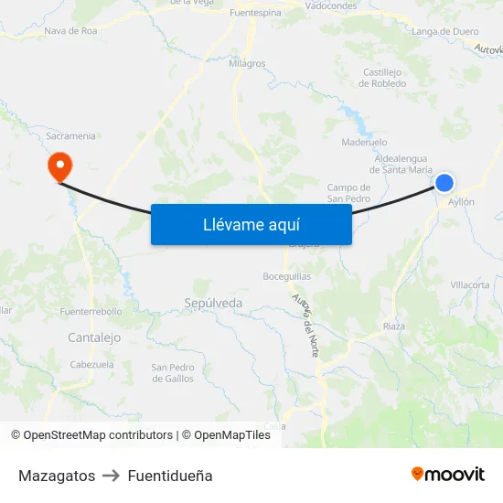 Mazagatos to Fuentidueña map