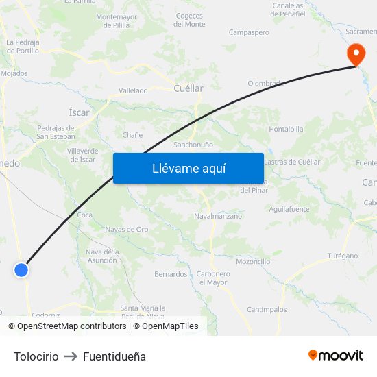Tolocirio to Fuentidueña map