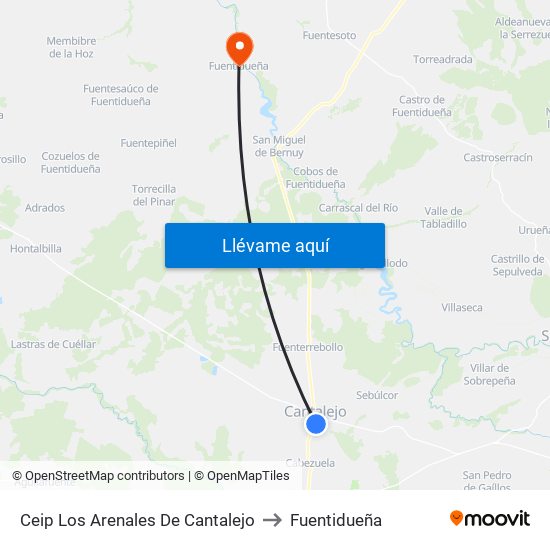 Ceip Los Arenales De Cantalejo to Fuentidueña map