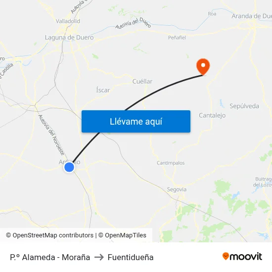 P.º Alameda - Moraña to Fuentidueña map