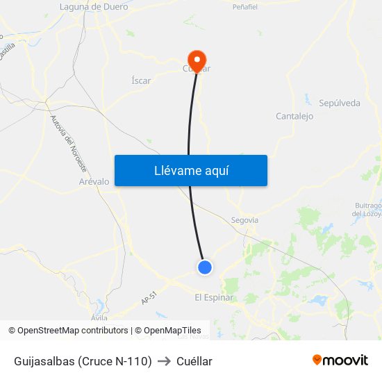 Guijasalbas (Cruce N-110) to Cuéllar map
