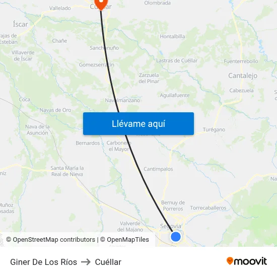 Giner De Los Ríos to Cuéllar map