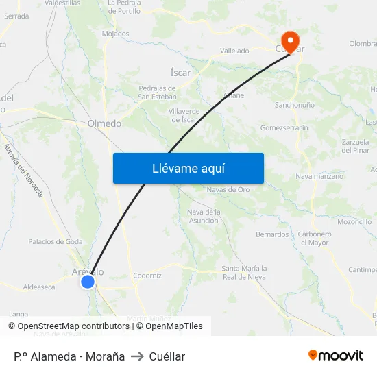 P.º Alameda - Moraña to Cuéllar map