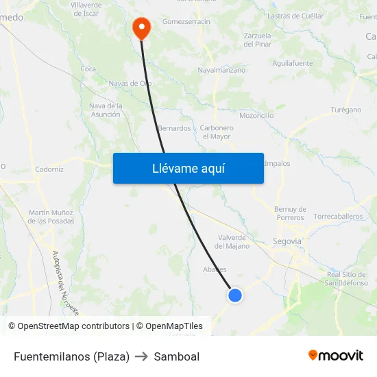 Fuentemilanos (Plaza) to Samboal map