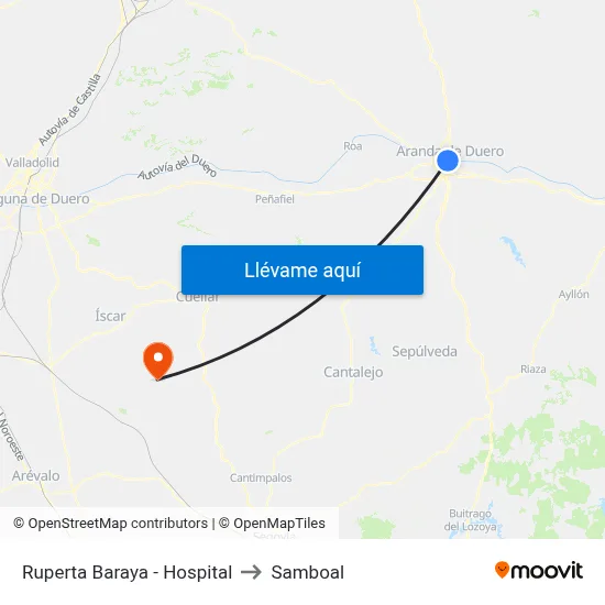 Ruperta Baraya - Hospital to Samboal map