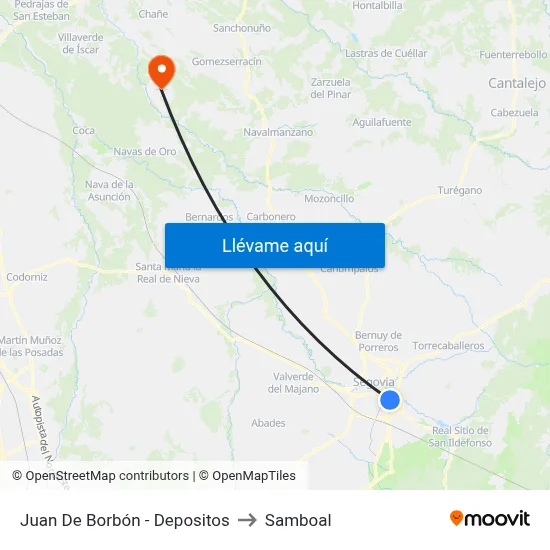 Juan De Borbón - Depositos to Samboal map