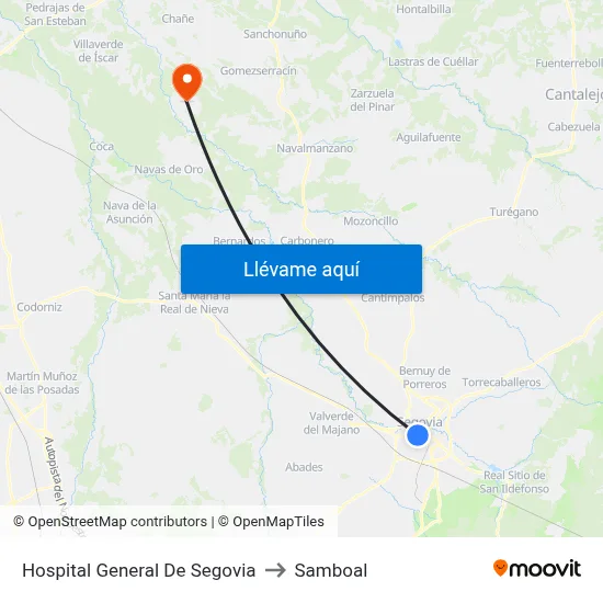 Hospital General De Segovia to Samboal map