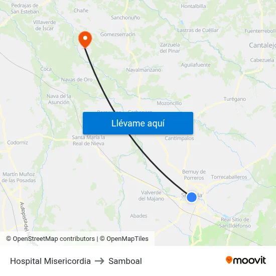 Hospital Misericordia to Samboal map