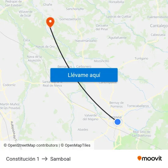 Constitución 1 to Samboal map