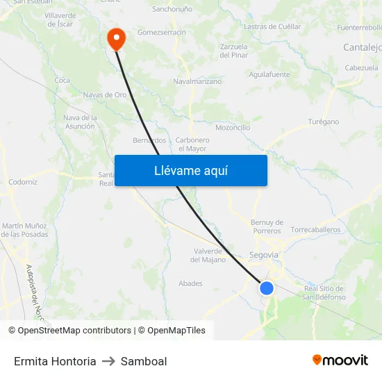 Ermita Hontoria to Samboal map