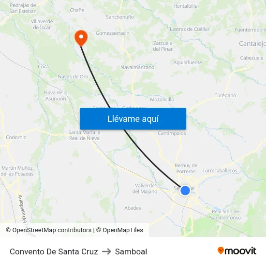 Convento De Santa Cruz to Samboal map