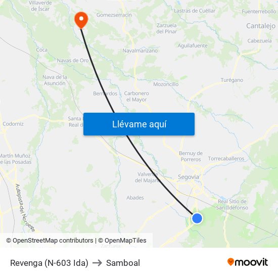 Revenga (N-603 Ida) to Samboal map