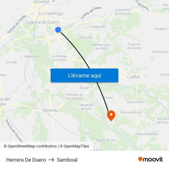 Herrera De Duero to Samboal map