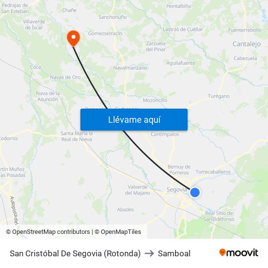 San Cristóbal De Segovia (Rotonda) to Samboal map