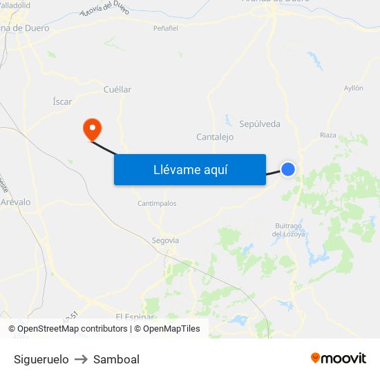 Sigueruelo to Samboal map
