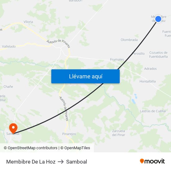 Membibre De La Hoz to Samboal map