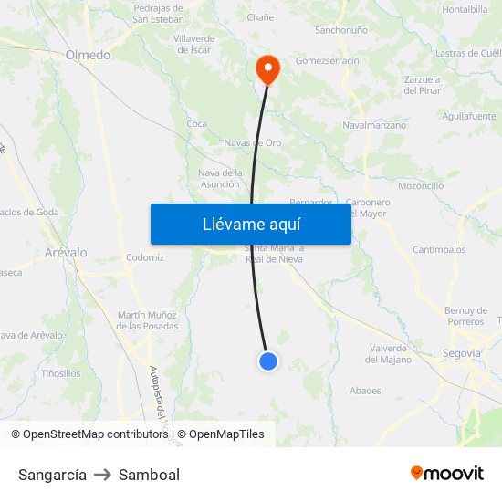 Sangarcía to Samboal map