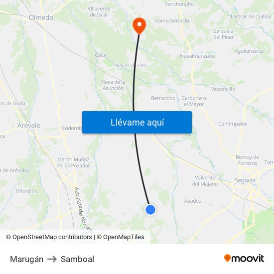 Marugán to Samboal map