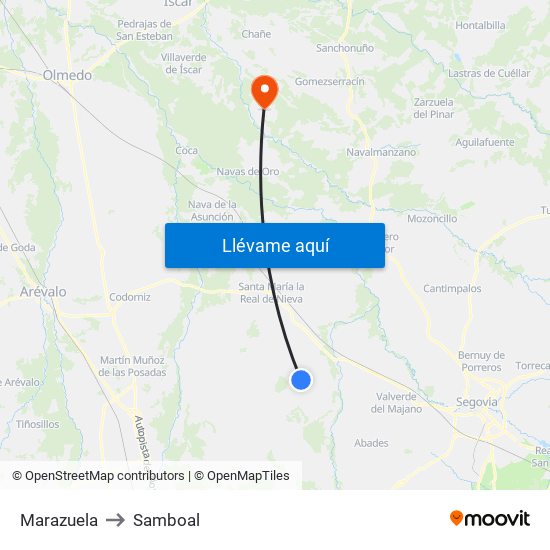 Marazuela to Samboal map