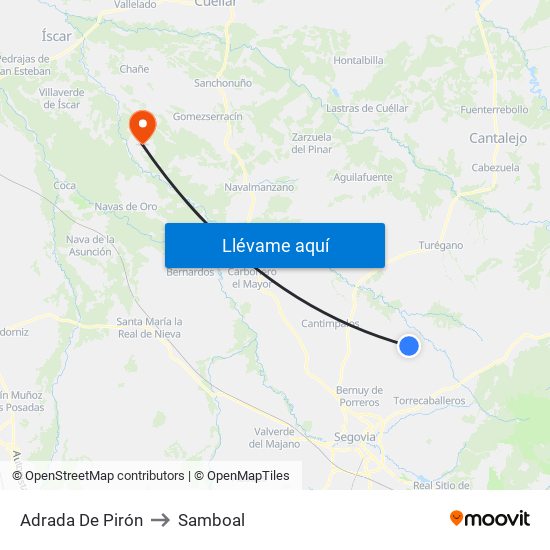 Adrada De Pirón to Samboal map