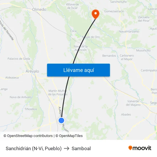 Sanchidrián (N-Vi, Pueblo) to Samboal map