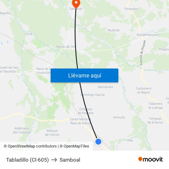 Tabladillo (Cl-605) to Samboal map