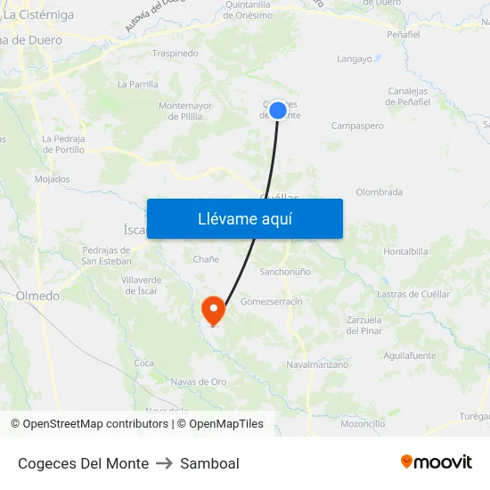 Cogeces Del Monte to Samboal map