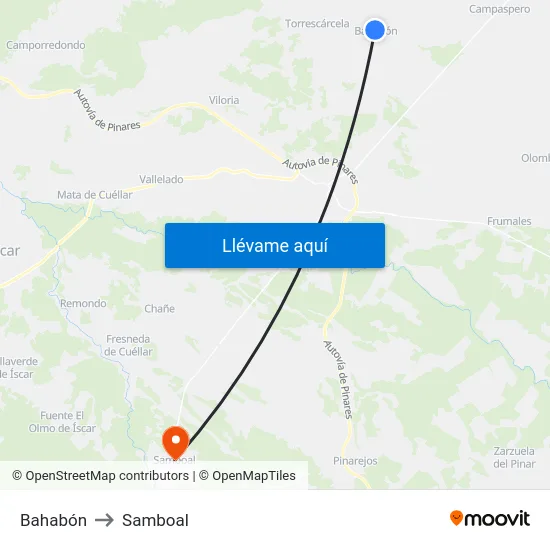 Bahabón to Samboal map