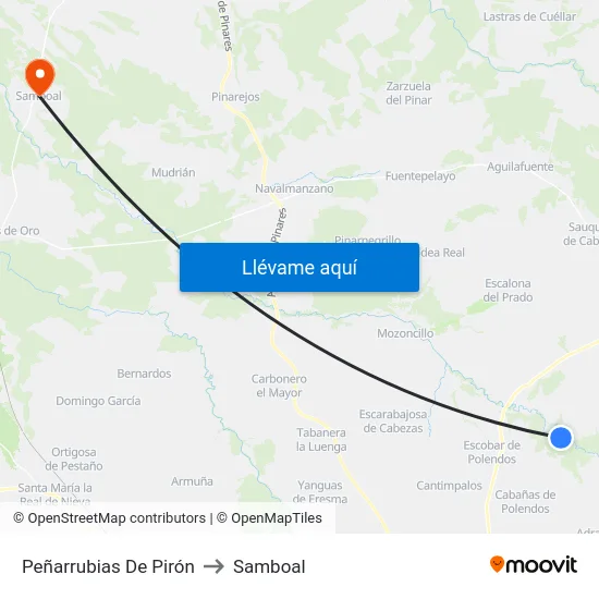 Peñarrubias De Pirón to Samboal map