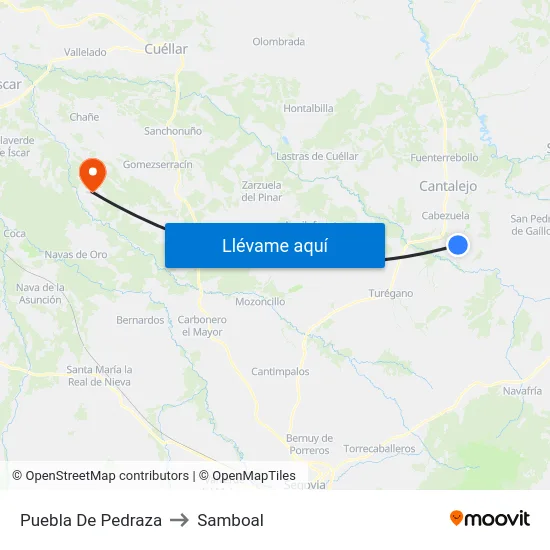 Puebla De Pedraza to Samboal map