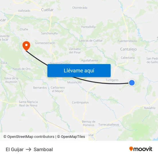 El Guijar to Samboal map
