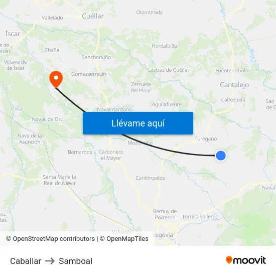 Caballar to Samboal map
