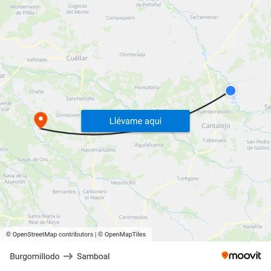 Burgomillodo to Samboal map