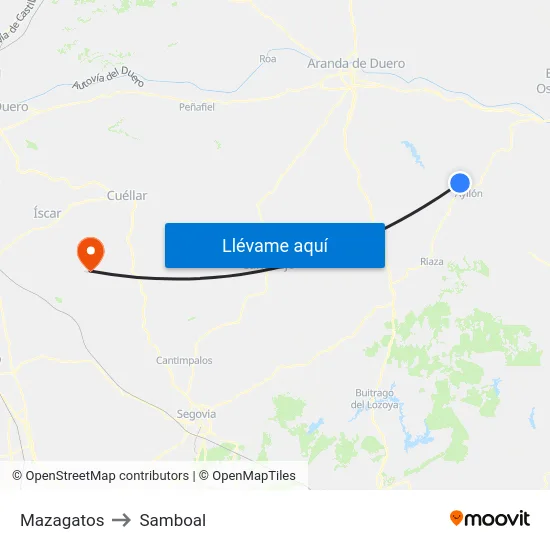 Mazagatos to Samboal map