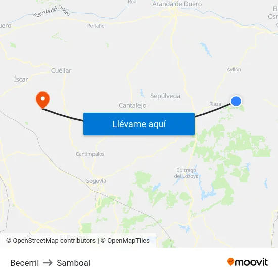 Becerril to Samboal map