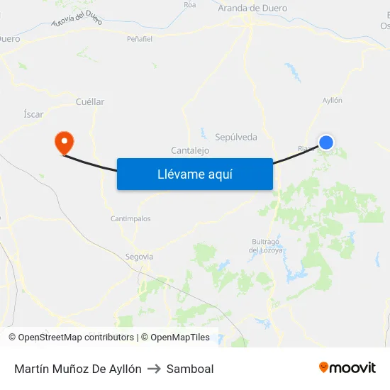 Martín Muñoz De Ayllón to Samboal map