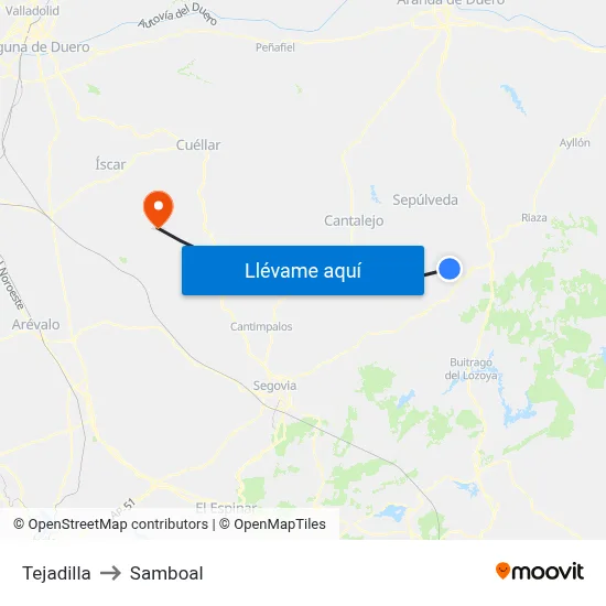 Tejadilla to Samboal map