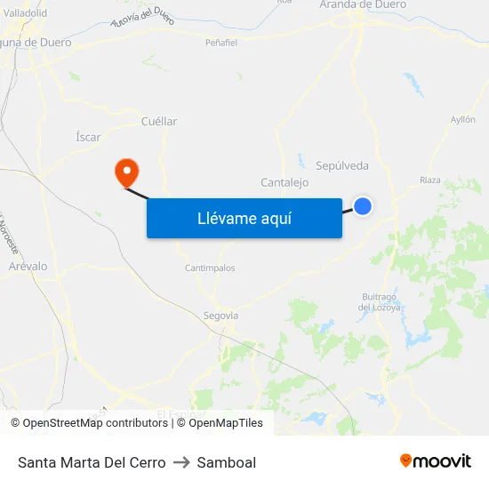 Santa Marta Del Cerro to Samboal map