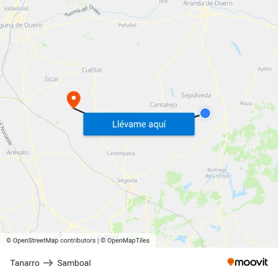 Tanarro to Samboal map