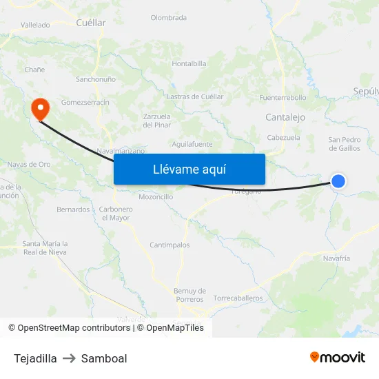 Tejadilla to Samboal map