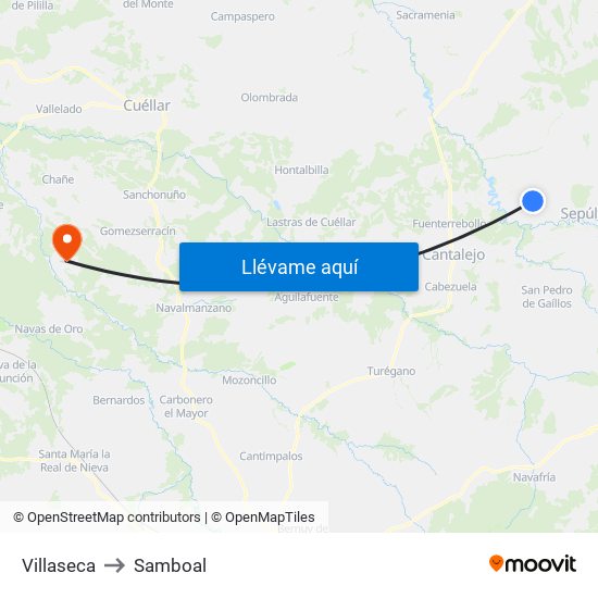 Villaseca to Samboal map