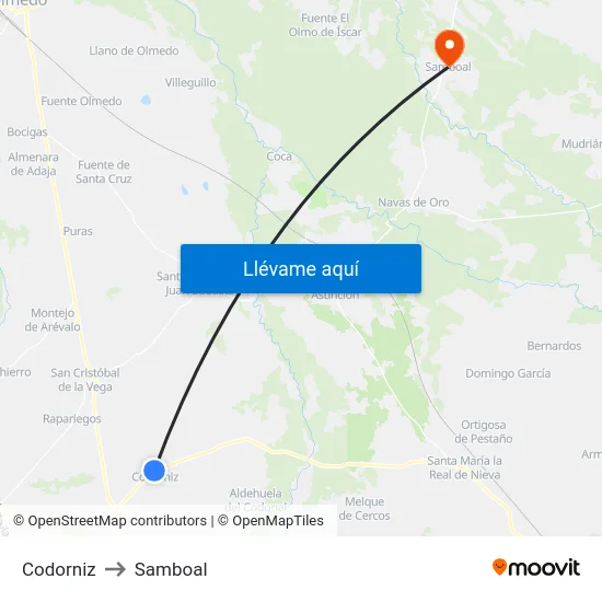 Codorniz to Samboal map