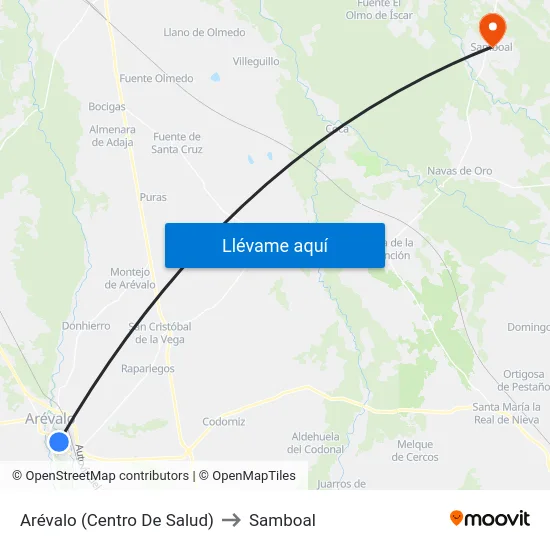 Arévalo (Centro De Salud) to Samboal map