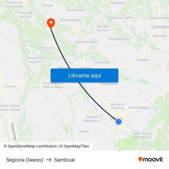 Segovia (Iieess) to Samboal map