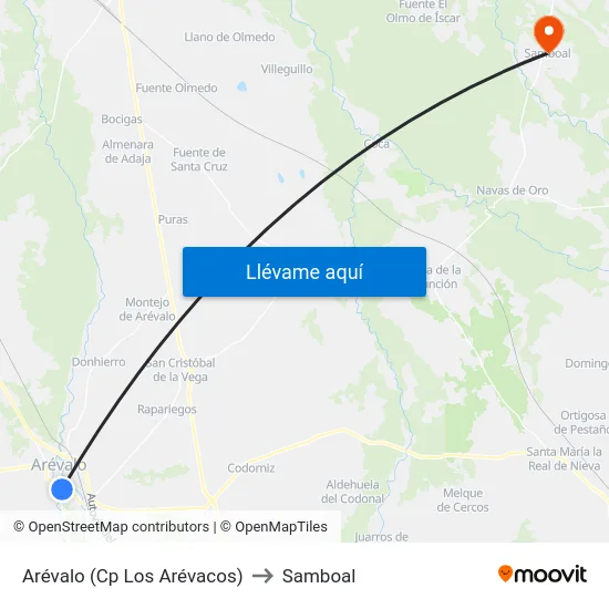 Arévalo (Cp Los Arévacos) to Samboal map