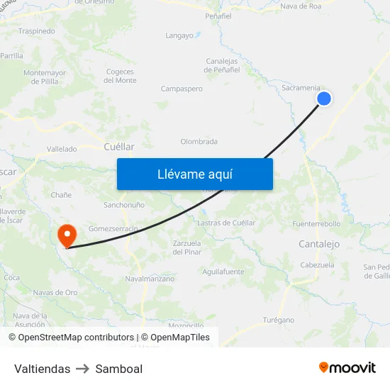 Valtiendas to Samboal map