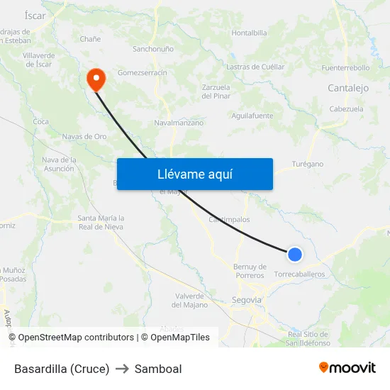 Basardilla (Cruce) to Samboal map