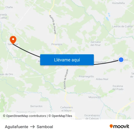 Aguilafuente to Samboal map