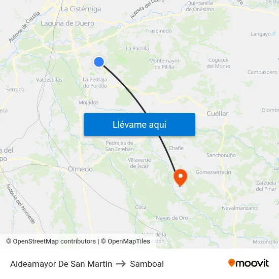 Aldeamayor De San Martín to Samboal map